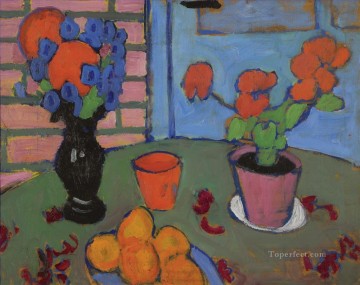 Artworks in 150 Subjects Painting - still life with flowers and oranges 1909 Alexej von Jawlensky modern decor